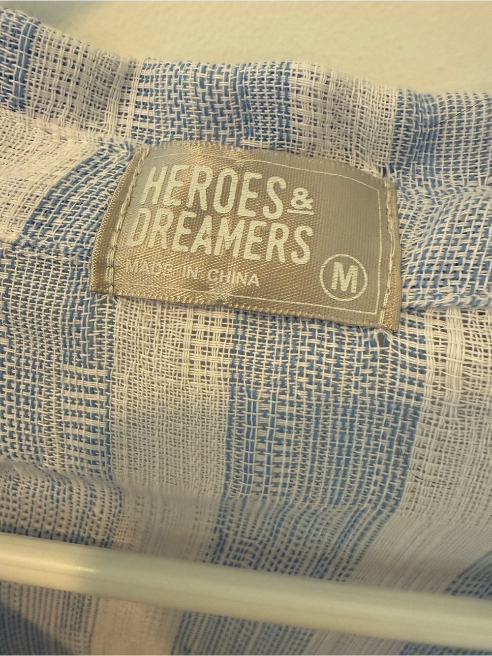 Blue & White Striped Button-Down Shirt with Pocket Embroidery - Picture 4 of 6
